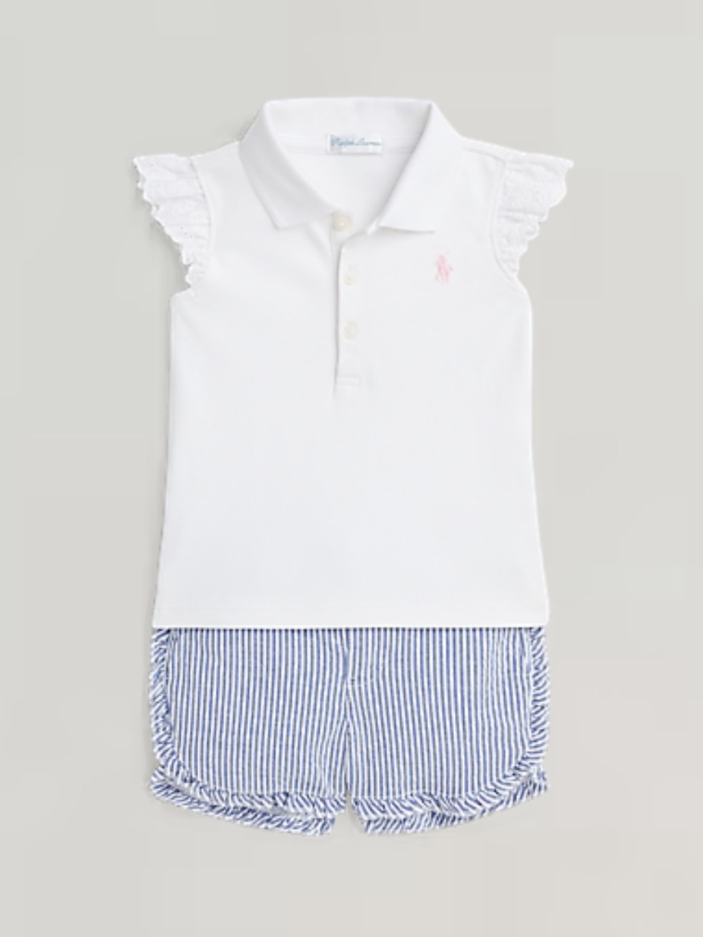 🩵RL🩵 NWT 24m Mesh Polo Shirt & Seersucker Short Set. ADORABLE!